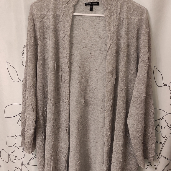 Eileen Fisher Women's Open Front Viscose Blend Cardigan Sweater Gray, L - Picture 7 of 12